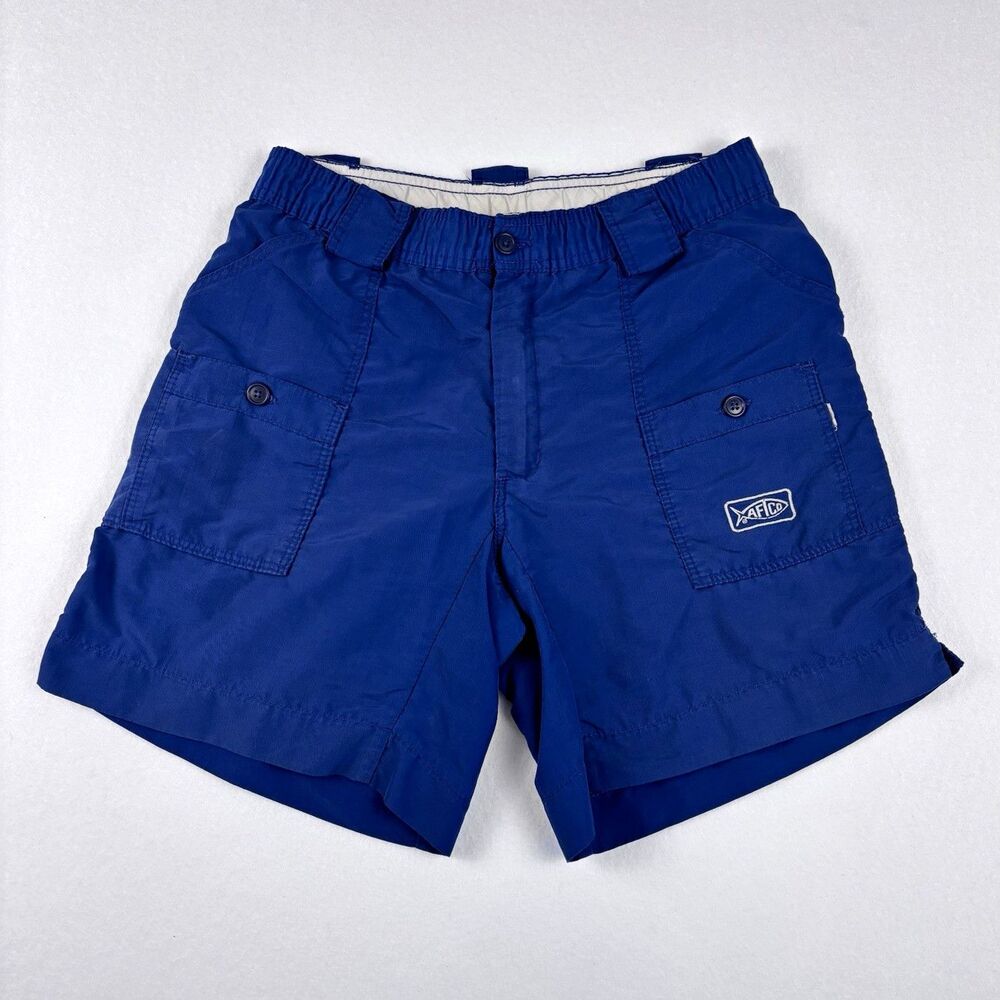 AFTCO Men’s Size 28 Blue Fishing Shorts Elastic Waist Cargo Outdoor